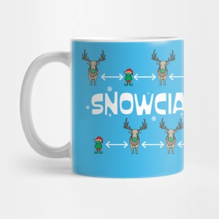 Snowcial Distancing Funny Christmas 2020 Vintage Retro Santa Claus and Reindeer Mug